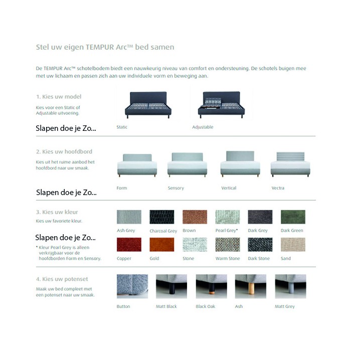 TEMPUR ARC BED + schotel bodems + TEMPUR matrassen NU speciale ACTIEPRIJS!