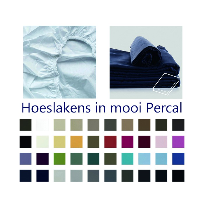 Topdek SPLIT hoeslaken van mooi percal, KIES je favoriete kleur!
