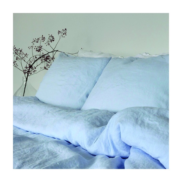 blauw linnen dekbedovertrek