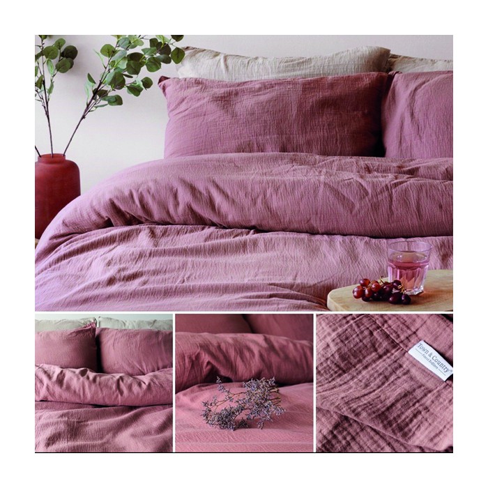 Rosewater kleur dekbed van Mousseline percal