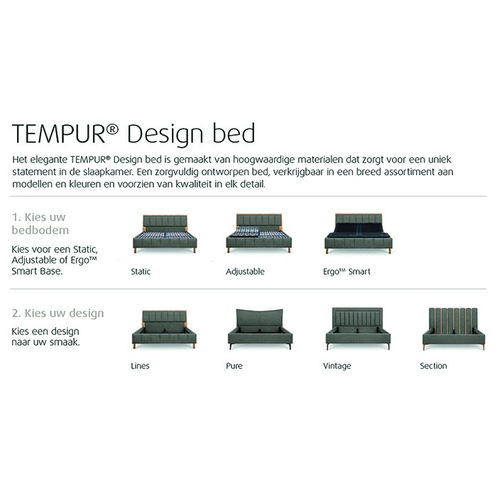 TEMPUR DESIGN BED PURE met ARC schotelbodems ACTIEPRIJS!
