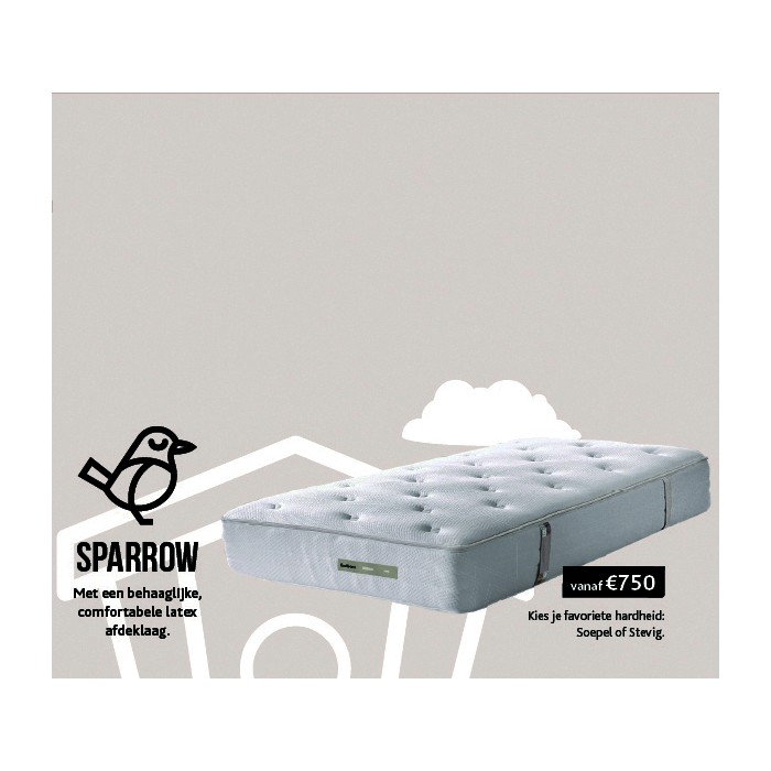 Eastborn SPARROW pocketvering matras met comfortabele LATEX afdeklaag.